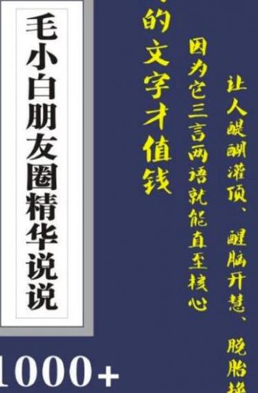 [高端精品] 毛小白内容合集《朋友圈说说精华1000 》好的文字才值钱（第1部 第2部）