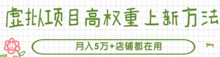 [综合资源] 虚拟项目高权重上新方法，月入5万+店铺都在用（实战）